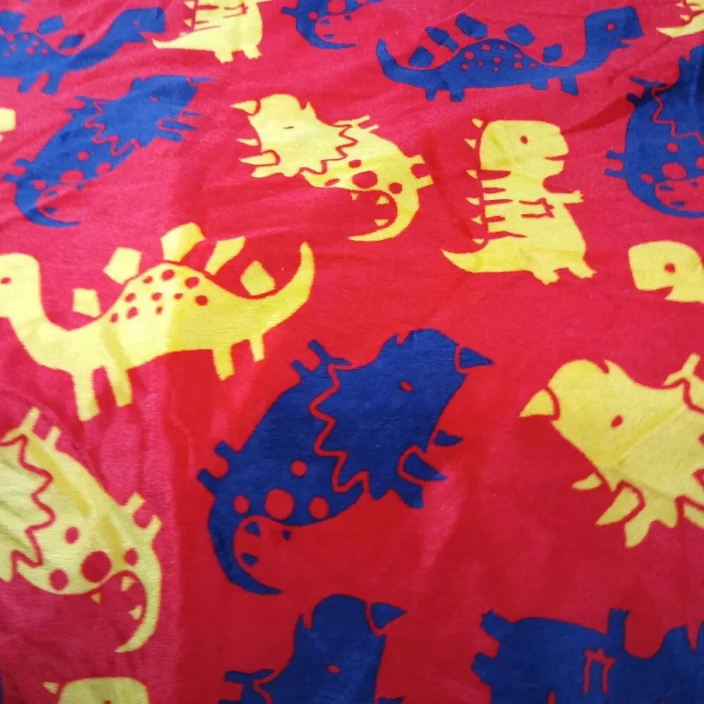 JoAnn Dinosaur Plush Fabric Red Yellow Blue Dino Print 1 Yard x 60